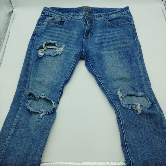 Black Premium • Mens Unisex Blue Jeans distressed skinny flex jean 34/30